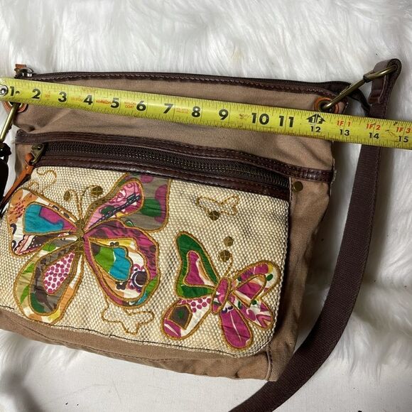 Fossil long live vintage 1954 Butterfly  beige canvas crossbody bag - Picture 9 of 14